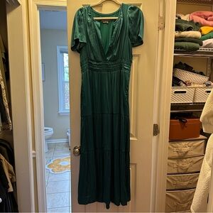 Anthropologie Sommerset Maxi Dress in Emerald/Teal green